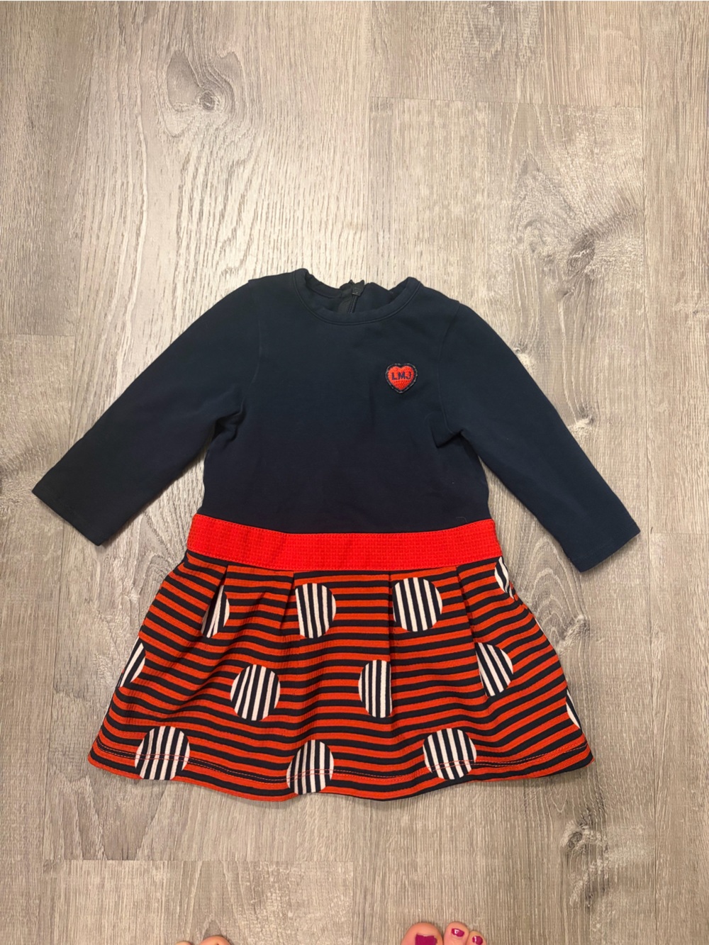 Baby Girl Little Marc Jacobs Navy and Red Dress- Size 6 Months- Pre-owned